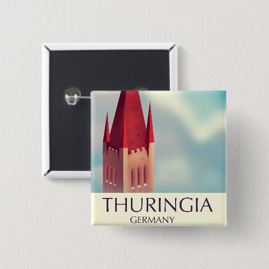 Thüringen Duitsland reisposter Vierkante Button 5,1 Cm (Voorkant /achterkant)