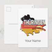 Thüringen Duitsland Retro Federal State Kaart (Voorkant / Achterkant)