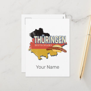 Thüringen Duitsland Retro Federal State Kaart