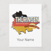 Thüringen Duitsland Retro Federal State Kaart  (Voorkant)