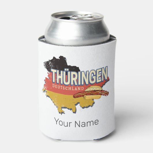 Thüringen Duitsland Retro Federal State Kaart  Blikjeskoeler (Blikje Voorkant)