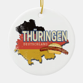 Thüringen Duitsland Retro Federal State Kaart  Keramisch Ornament