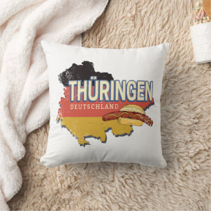 Thüringen Duitsland Retro Federal State Kaart Kussen