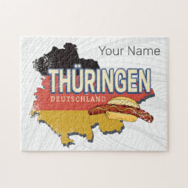 Thüringen Duitsland Retro Federal State Kaart Legpuzzel