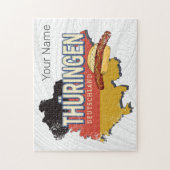 Thüringen Duitsland Retro Federal State Kaart Legpuzzel (Verticaal)