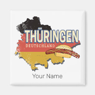 Thüringen Duitsland Retro Federal State Kaart  Magneet
