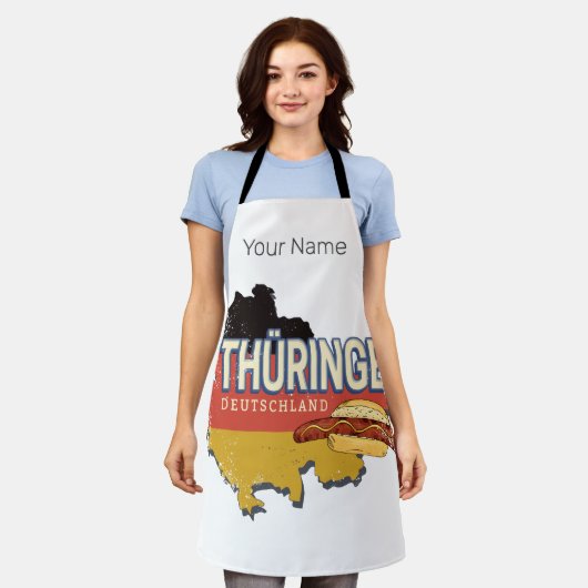 Thüringen Duitsland Retro Federal State Kaart  Schort (Gedragen)