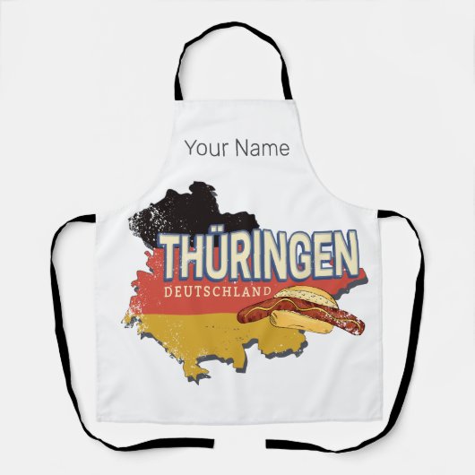 Thüringen Duitsland Retro Federal State Kaart  Schort (Voorkant)