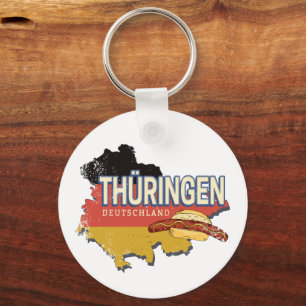 Thüringen Duitsland Retro Federal State Kaart  Sleutelhanger