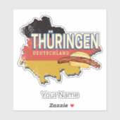 Thüringen Duitsland Retro Federal State Kaart  Sticker (Vel)