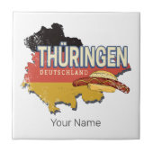 Thüringen Duitsland Retro Federal State Kaart  Tegeltje (Voorkant)