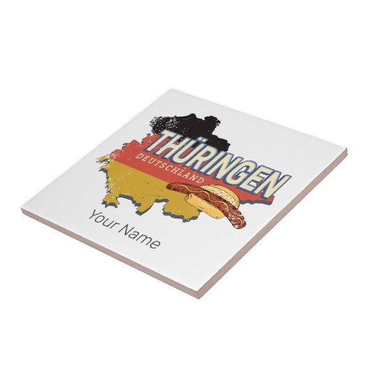 Thüringen Duitsland Retro Federal State Kaart  Tegeltje (Zijkant)