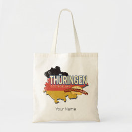 Thüringen Duitsland Retro Federal State Kaart  Tote Bag
