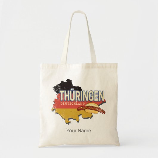 Thüringen Duitsland Retro Federal State Kaart  Tote Bag (Voorkant)