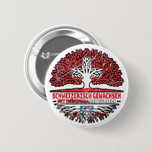 Thüringen Thüringisch Schweizer Schweiz Baum Ronde Button 5,7 Cm (Voorkant /achterkant)