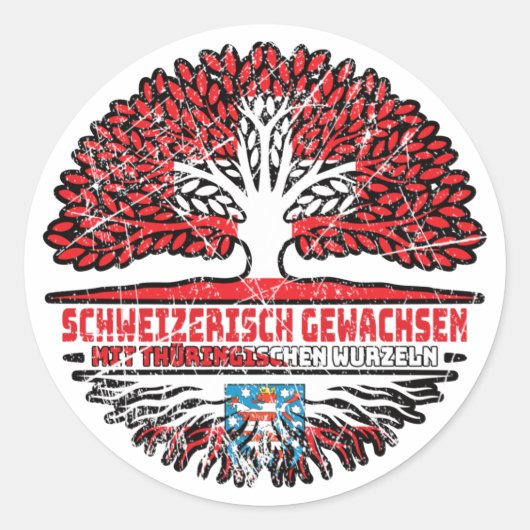 Thüringen Thüringisch Schweizer Schweiz Baum Ronde Sticker (Voorkant)