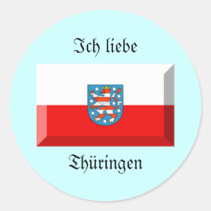 Thuringen Vlag Gem Ronde Sticker