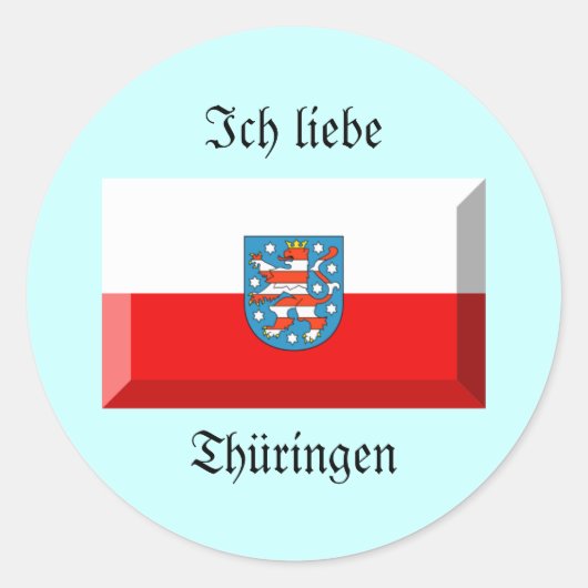 Thuringen Vlag Gem Ronde Sticker (Voorkant)