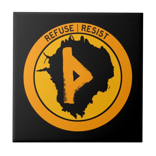 Thurisaz Inkblot Refuse Resist Tegeltje (Voorkant)