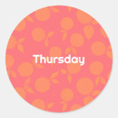  Thursday tangerine pattern round sticker (Voorkant)