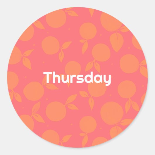  Thursday tangerine pattern round sticker (Voorkant)