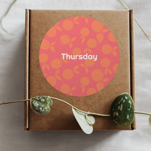  Thursday tangerine pattern round sticker