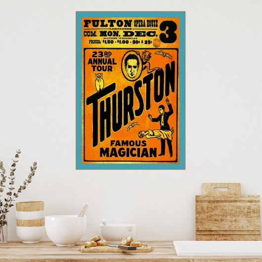 Thurston, beroemde Magicus ~  Magiciër Poster (Keuken)
