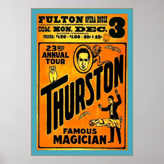 Thurston, beroemde Magicus ~  Magiciër Poster (Voorkant)