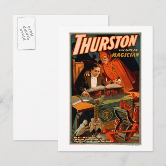 Thurston de Grote Magicus met Devil Magic Briefkaart (Voorkant / Achterkant)