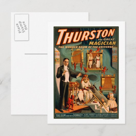 Thurston - Demons & Donkey Vanish Trick Magic Briefkaart (Voorkant / Achterkant)