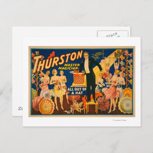 Thurston, meester Magicus "uit een Pet" Magisch Briefkaart (Voorkant / Achterkant)