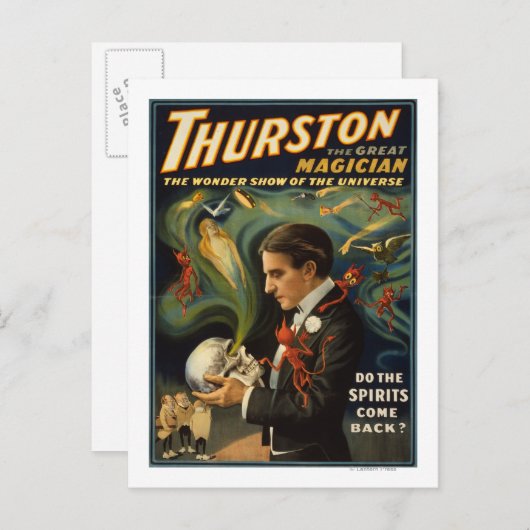Thurston the Great Magician Holding Skull Magic Briefkaart (Voorkant / Achterkant)