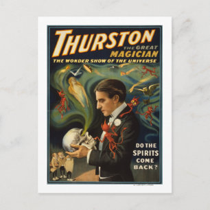 Thurston the Great Magician Holding Skull Magic Briefkaart