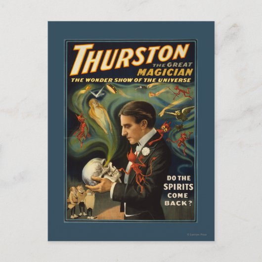 Thurston the Great Magician Holding Skull Magic Briefkaart (Voorkant)