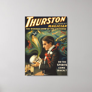 Thurston the Great Magician Holding Skull Magic Canvas Afdruk