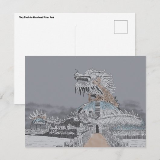 Thuy Tien Lake Abandoned Water Park Illustration Briefkaart (Voorkant / Achterkant)