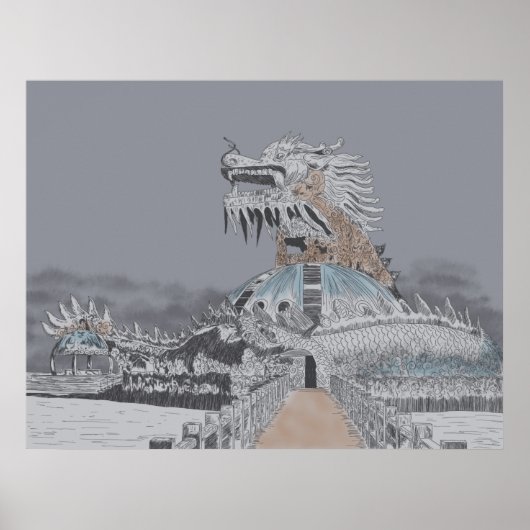 Thuy Tien Lake Abandoned Water Park Illustration Poster (Voorkant)