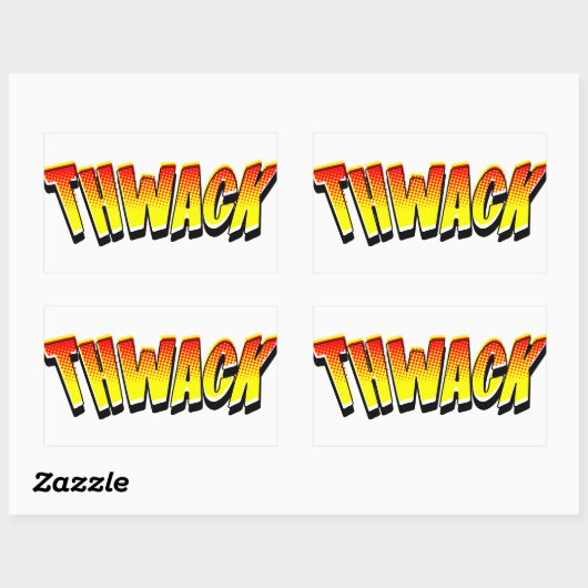 THWACK Comic Book Geluidseffect Rechthoekige Sticker (Vel)
