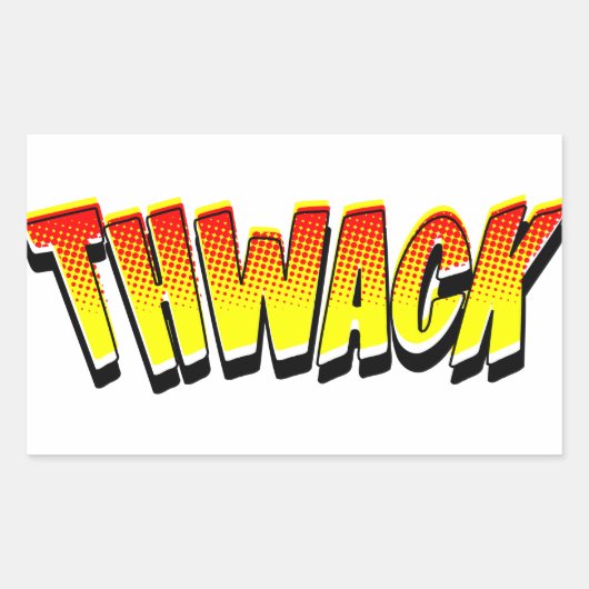 THWACK Comic Book Geluidseffect Rechthoekige Sticker (Voorkant)