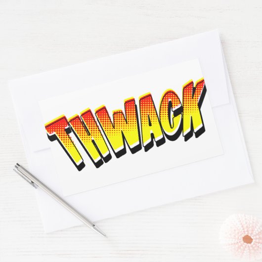 THWACK Comic Book Geluidseffect Rechthoekige Sticker (Envelop)