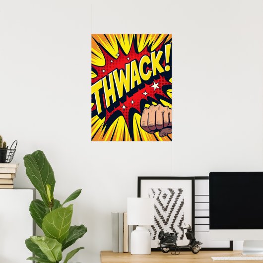 THWACK! Eerste Punch Pop Art Impact Poster (Thuiskantoor)