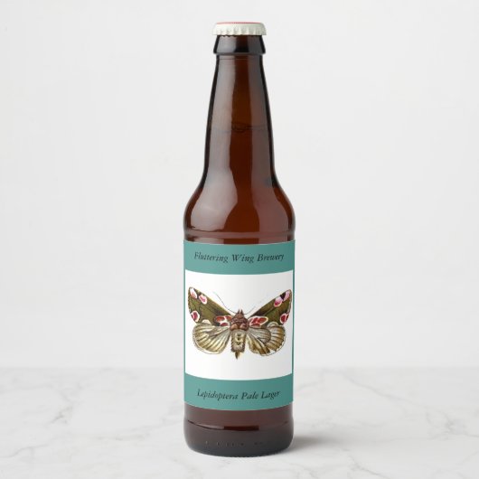 Thyatira batis - de peach Blossom Moth Bier Etiket (Voorkant)