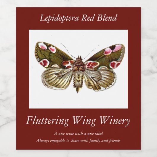 Thyatira batis - de peach Blossom Moth Wijn Etiket (Enkel label)