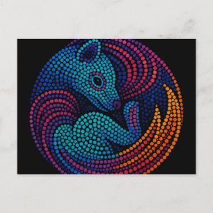 Thylacine Dream – Levendige Dot Art in moderne kle Feestdagenkaart
