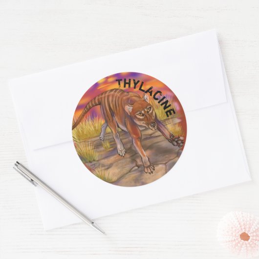 Thylacine Ronde Sticker (Envelop)