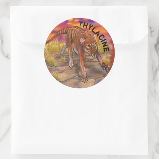 Thylacine Ronde Sticker (Tas)
