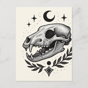 Thylacine Skull – Dotwork Tattoo-geïnspireerd ontw Feestdagenkaart