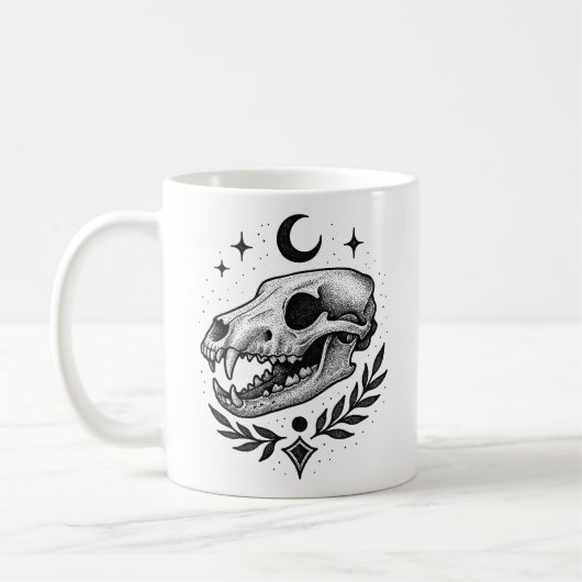 Thylacine Skull – Dotwork Tattoo-geïnspireerd ontw Koffiemok (Links)