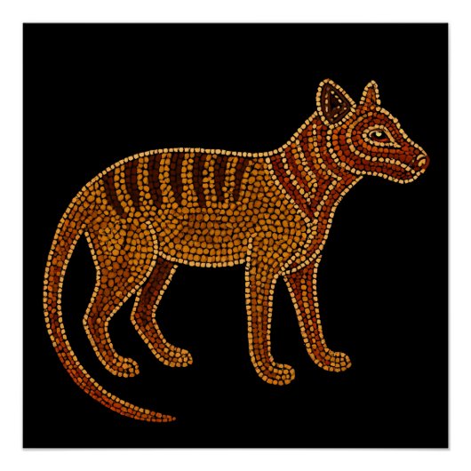 Thylacine Spirit – Traditionele Aboriginal Pot Pai Perfect Poster (Voorkant)