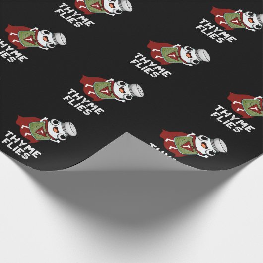 Thyme Flies Funny Herb Pun Dark BG Cadeaupapier (Hoek)